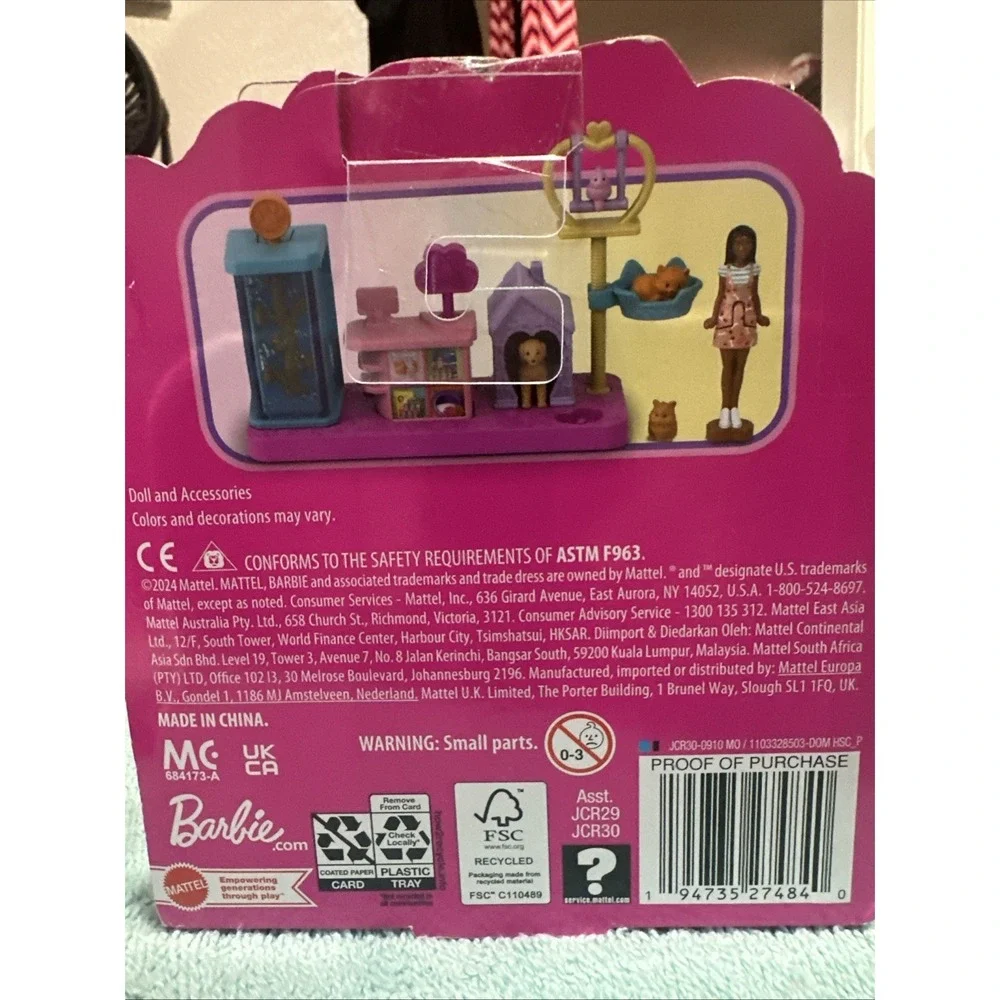 Barbie Mini BarbieLand Collectible Pet Boutique Playset With 1.5-Inch Doll, Pet